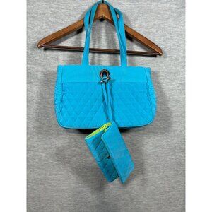 Vera Bradley Quilted Blue Tote Bag & Wallet Set Purse